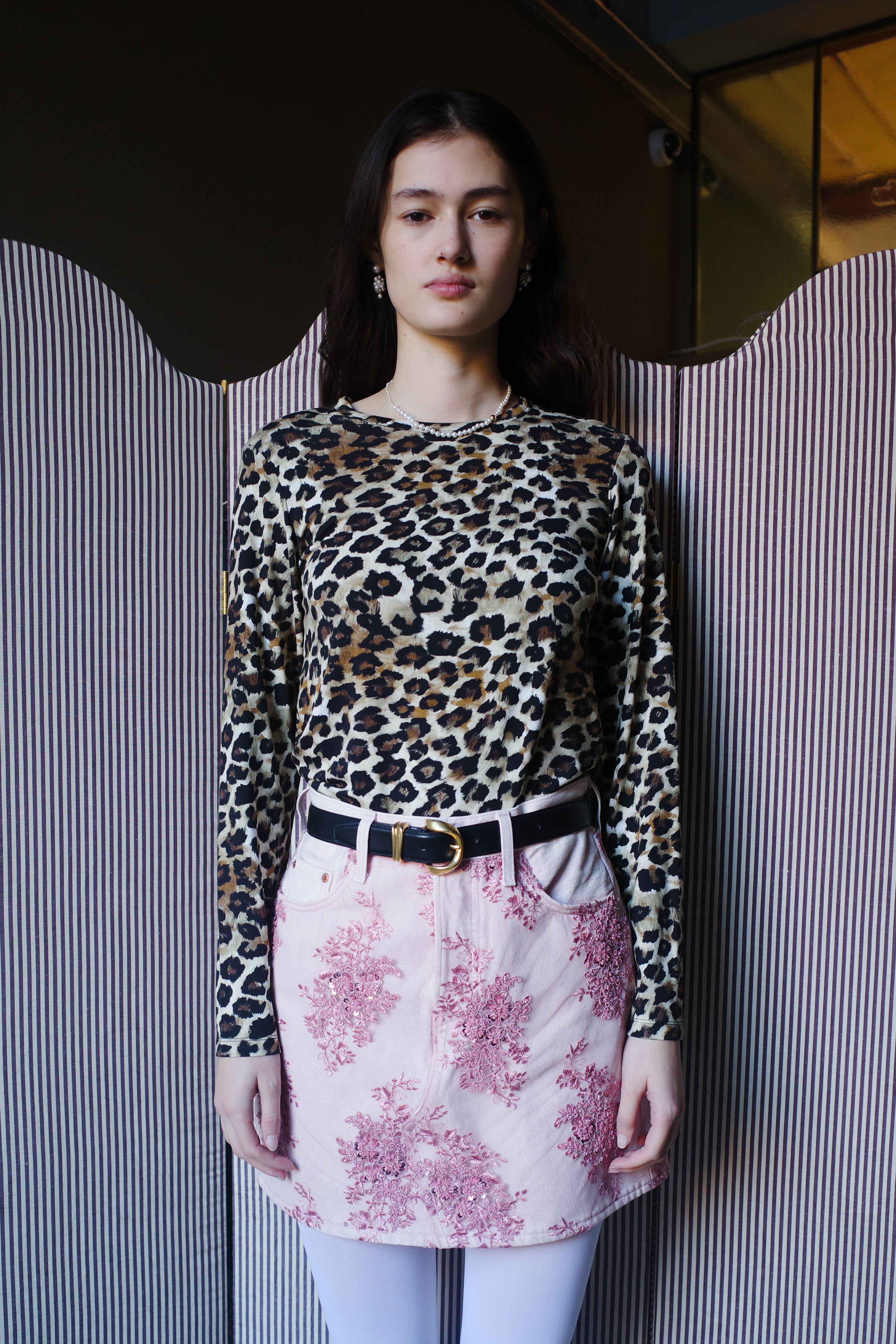 Upcycled Levi’s Denim Skirt with French Lace.