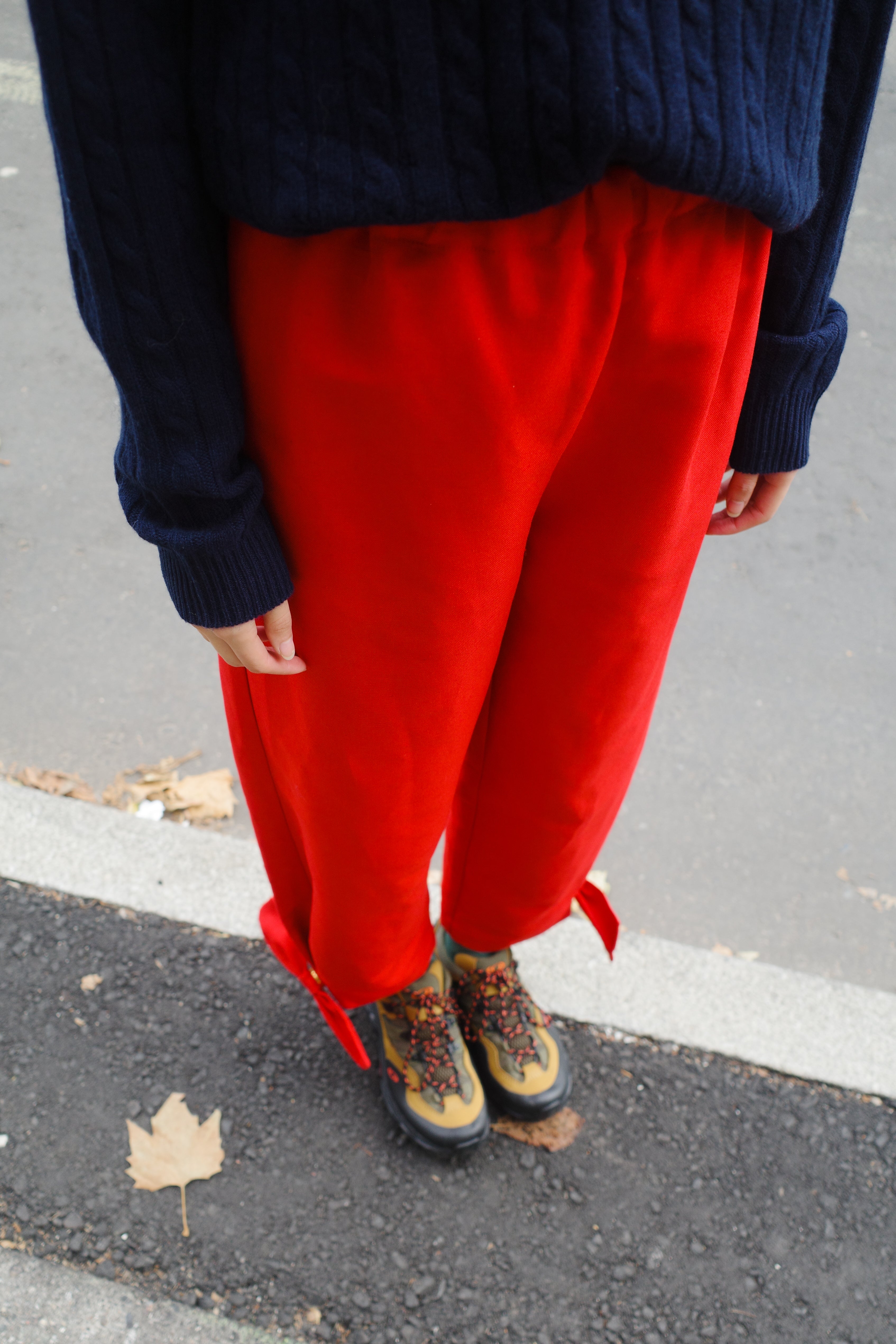 Coco Pants with Bows Red Linen