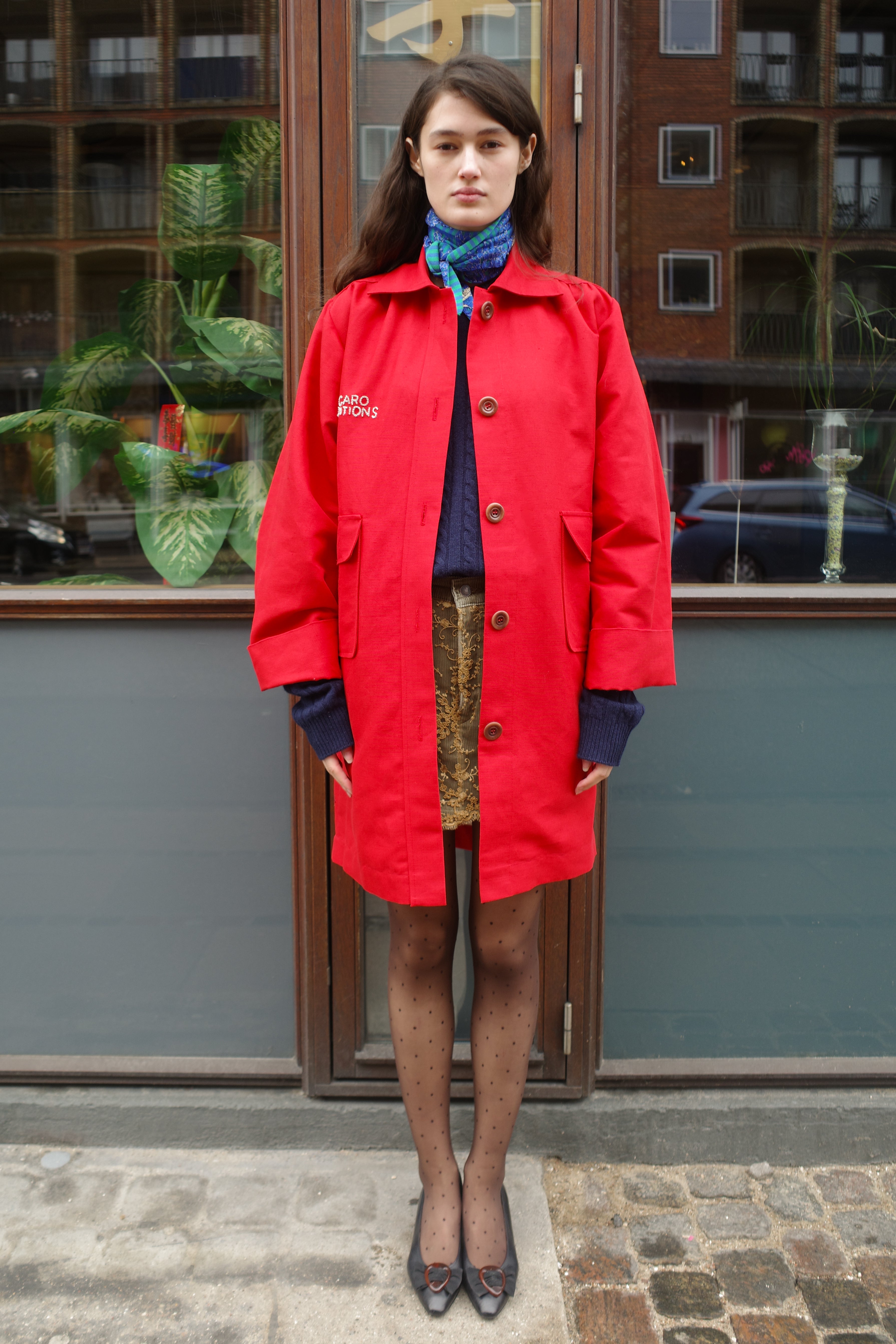 ANNA COAT COTTON RED - CAT ON LADDER