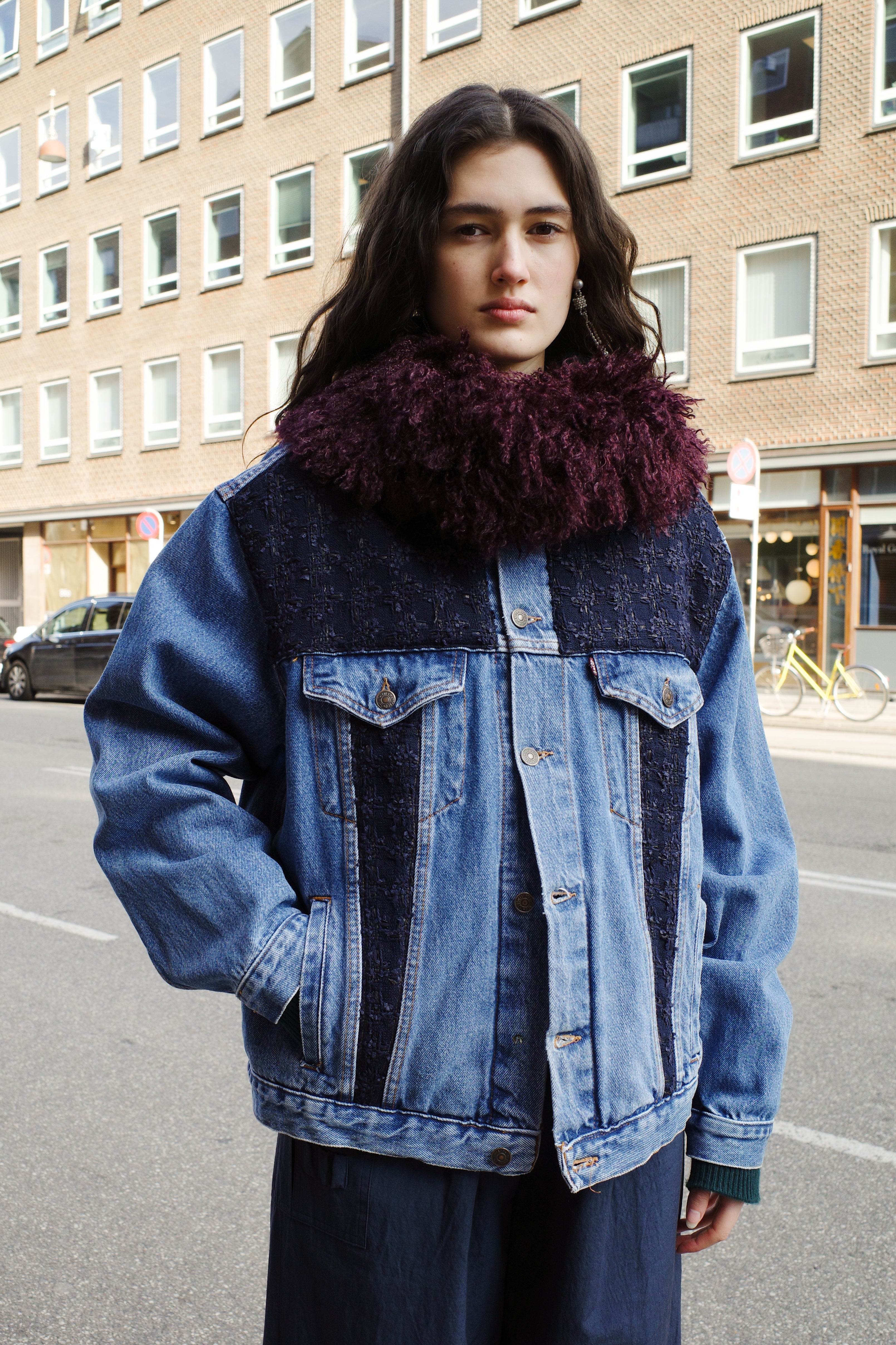 Upcycled Denim Jacket with deadstock Chanel fabric