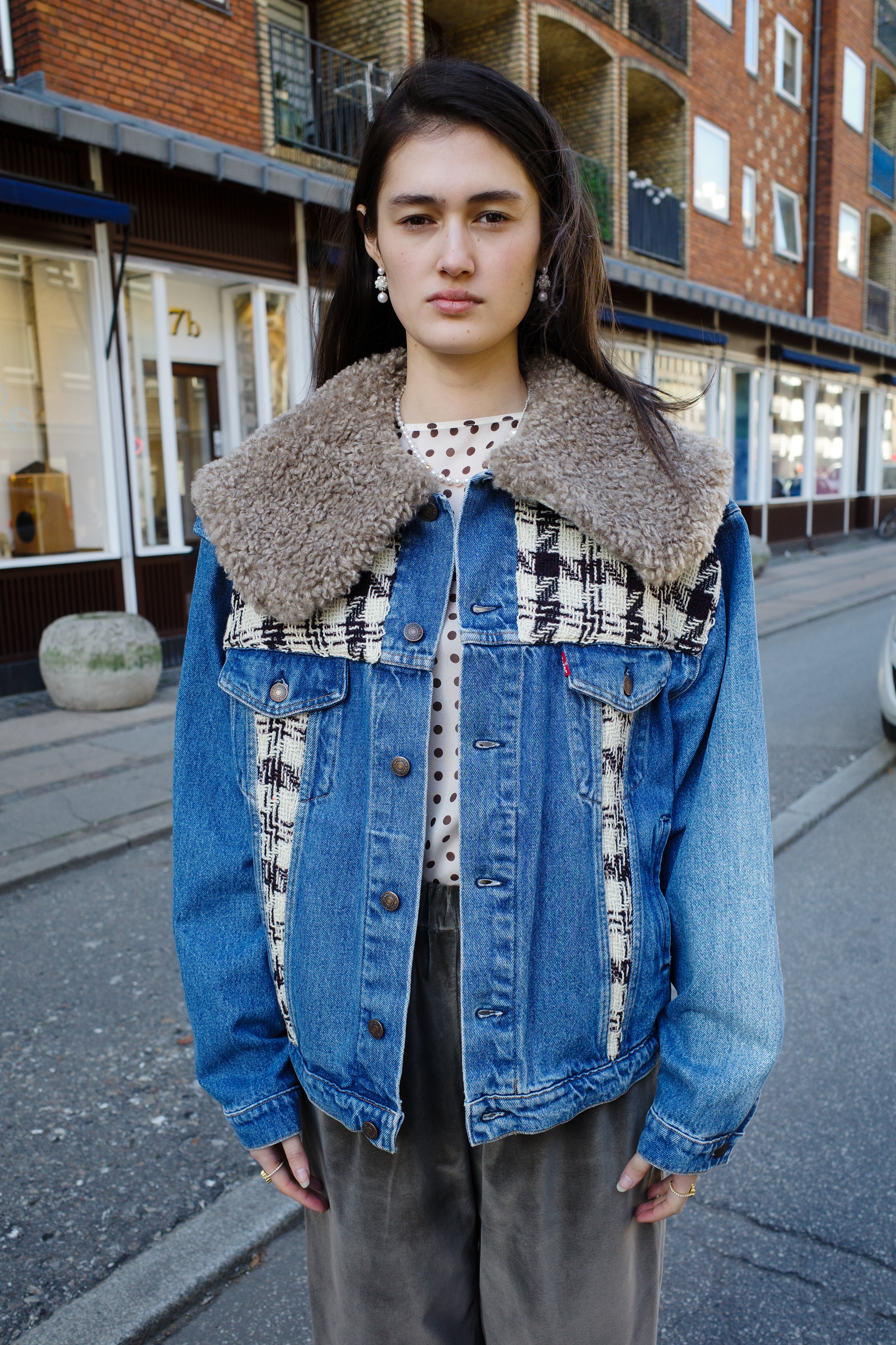 Upcycled Denim Jacket with deadstock Chanel fabric