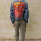 Upcycled vintage denim jacket redesigned with patchwork in exclusive Josef Frank vintage fabric with a green floral print. One-of-a-kind.  Size: S/M