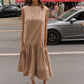 The Sonya Dress is an oversized style with a high neckline and low back featuring a large bow detail. The dress is made in crispy cotton poplin. Style it with an open shirt or denim jacket.  Also available in Navy Flower Poplin, White Flower Poplin, Beaded Emerald Silk Velvet, White Daisy Silk, and Black Silk Velvet.  Material: 100% cotton.  The model is 175cm (5'9") and is wearing a size S.