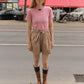 The Hannah shorts are loose-fitted poplin-style shorts with an elastic band, pockets, and cargo details.  Style it with a matching Hannah Shirt or a T-shirt.  Also available in Navy Flower Poplin, White Flower Poplin, and Pink.  Material: 100% cotton.  The model is 175cm (5'9") and is wearing a size S.