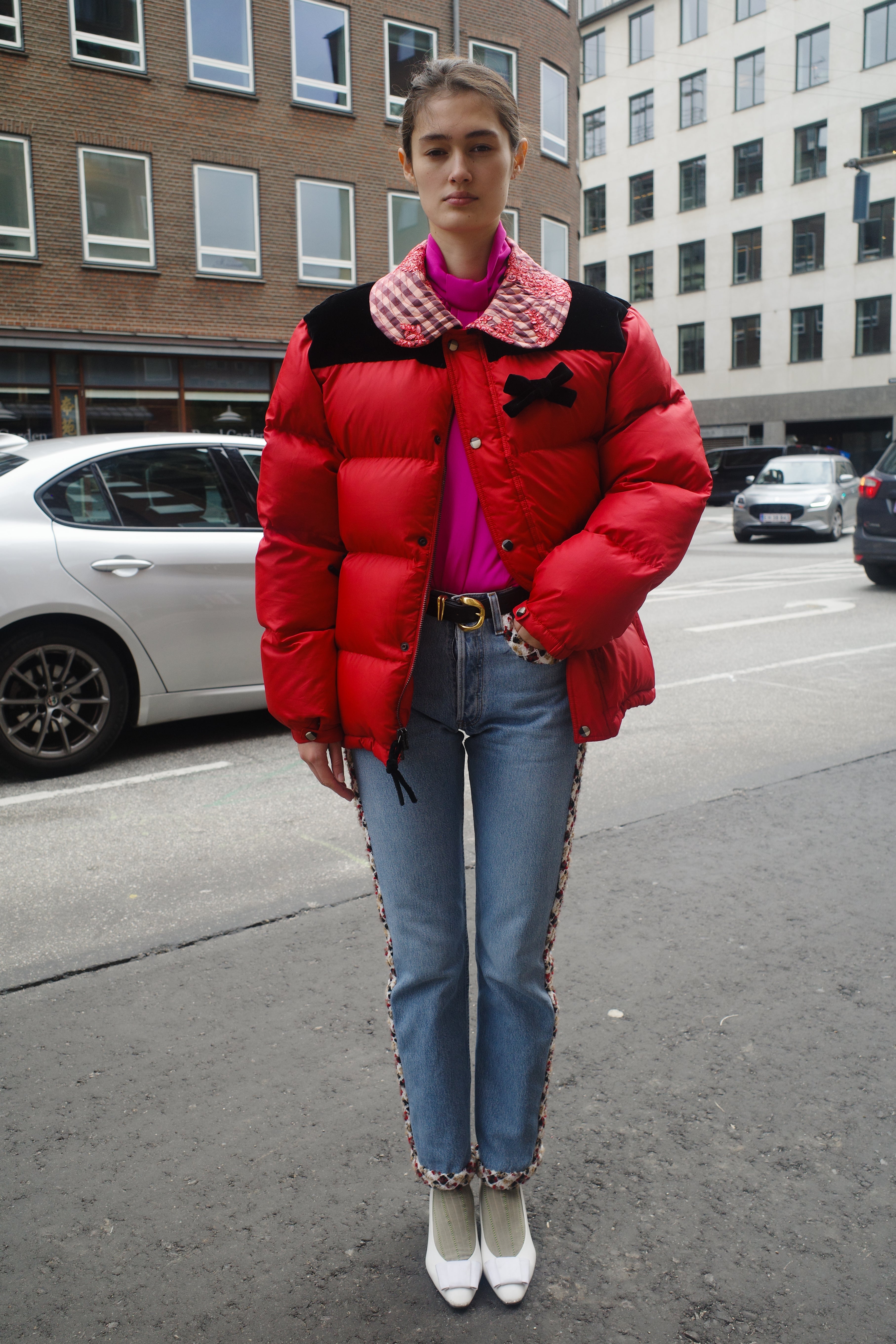 UPCYKLED caro puffer jacket