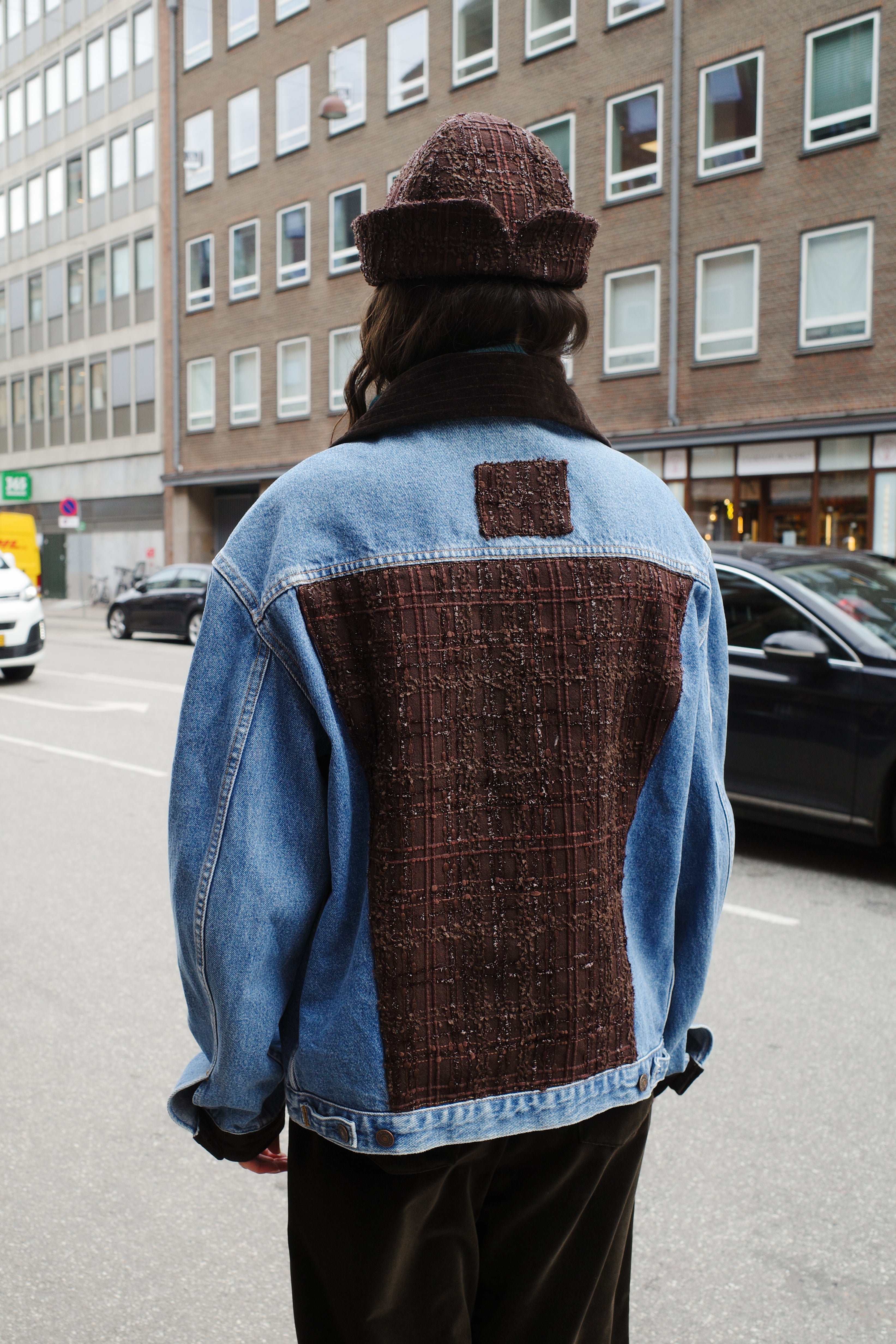 Upcycled Denim Jacket with deadstock Chanel fabric