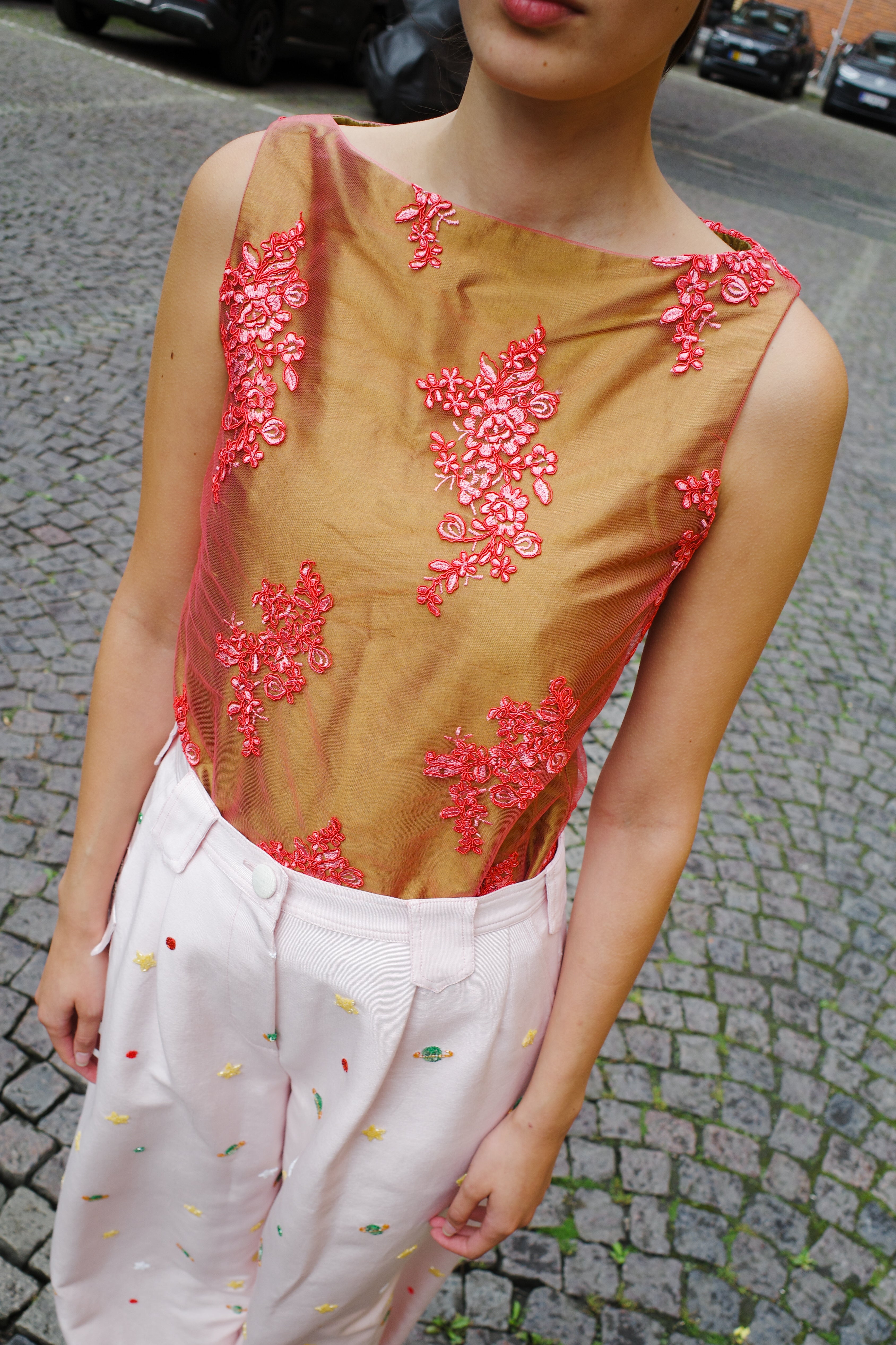 Coco Top silk taffeta and lace