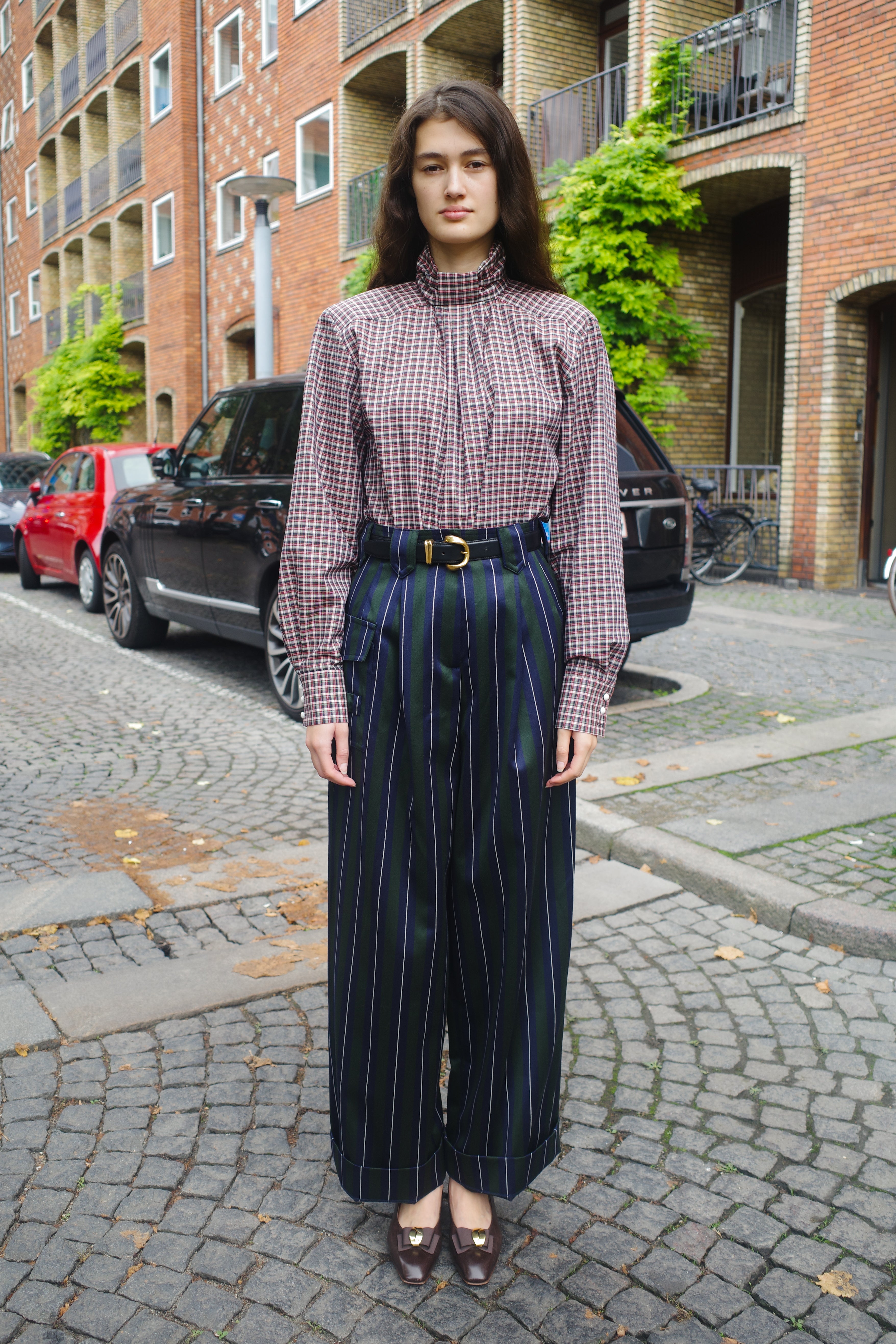 Beatrice Pants Moon Wool Mix Navy/Green/White