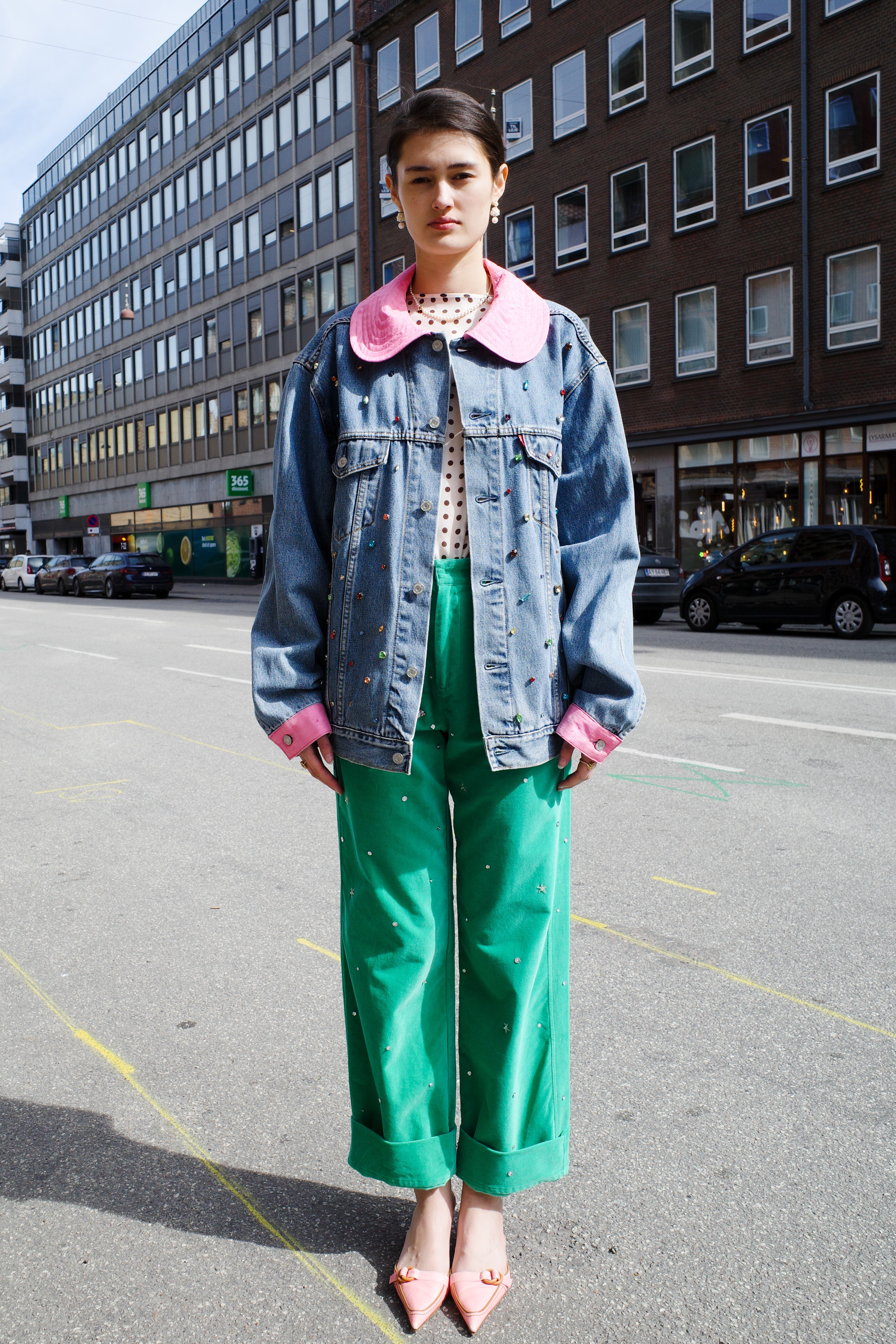 Upcycled Denim Jacket - Circus Clowns