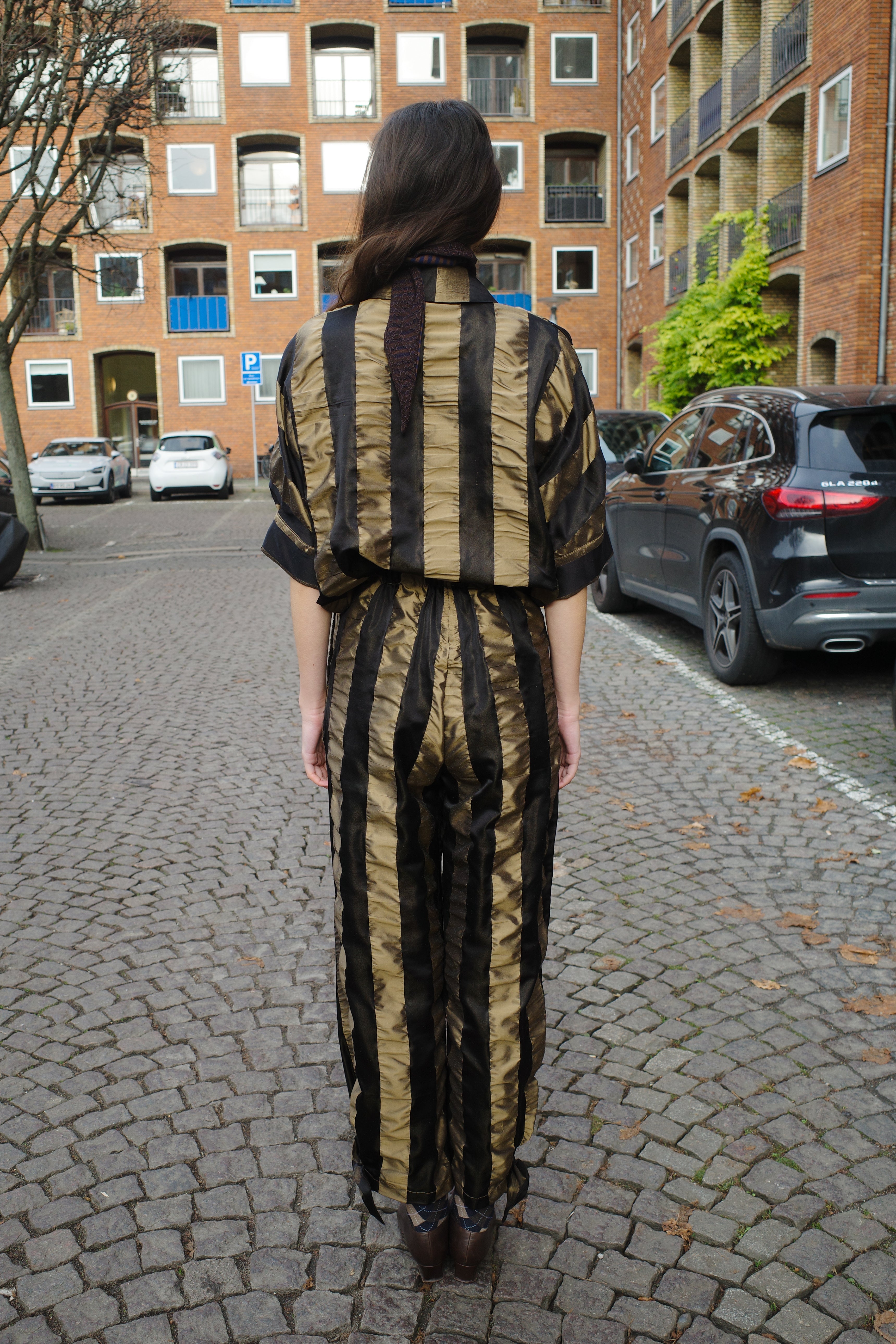 Coco Pants w. Bows Silk Organza Black/Cobber