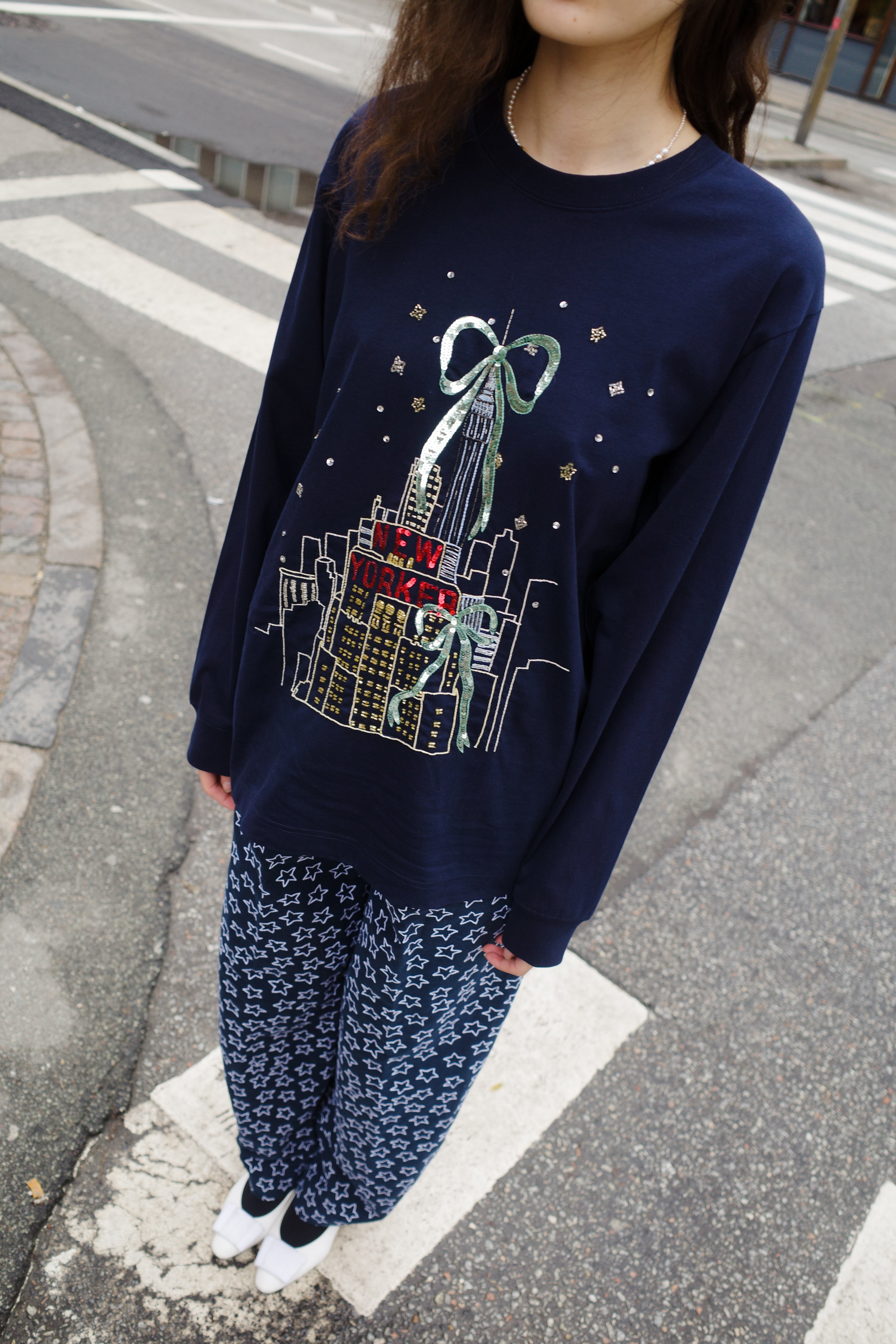 LONG SLEEVE TEE COTTON NAVY