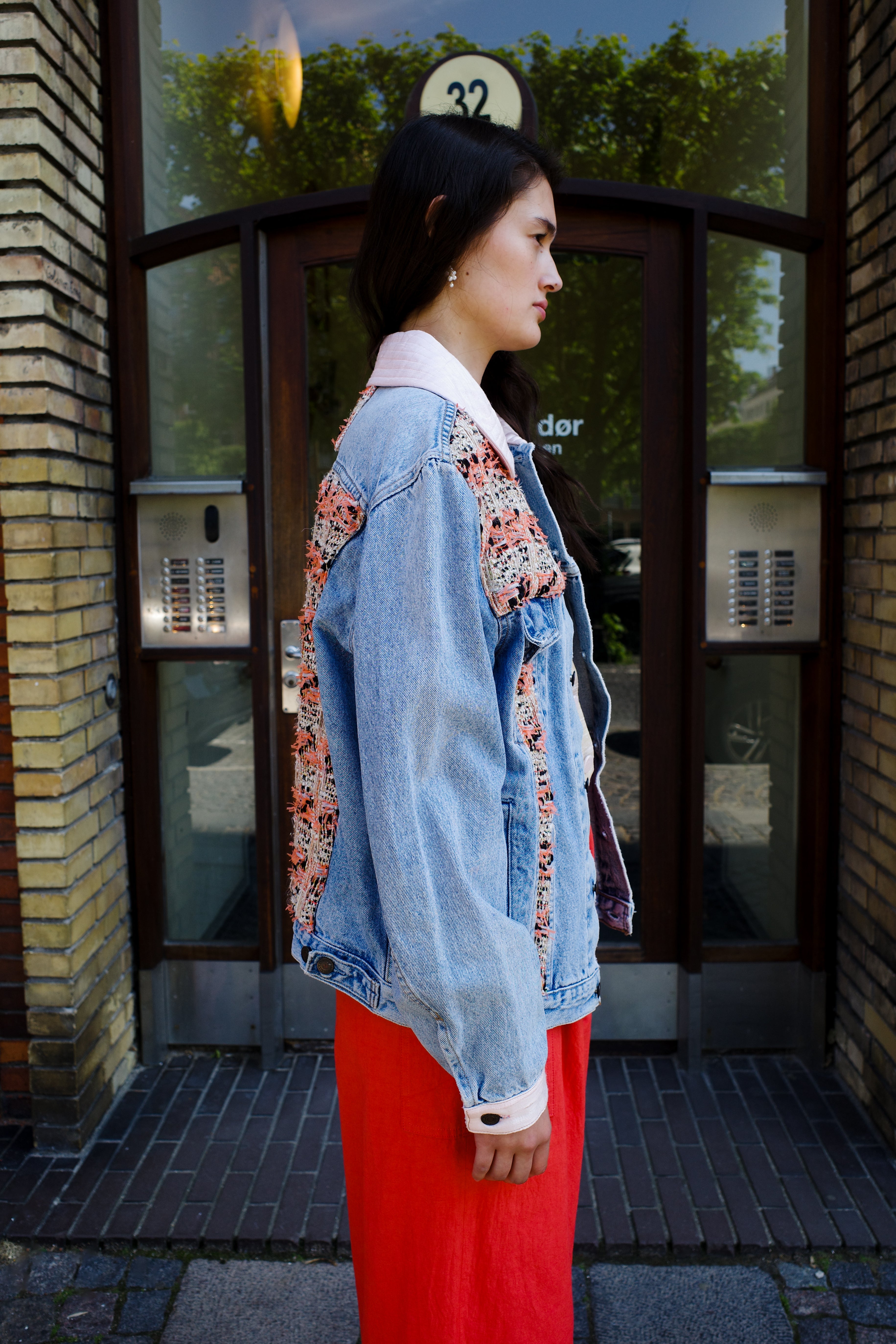 Upcycled Denim Jacket with deadstock Chanel fabric