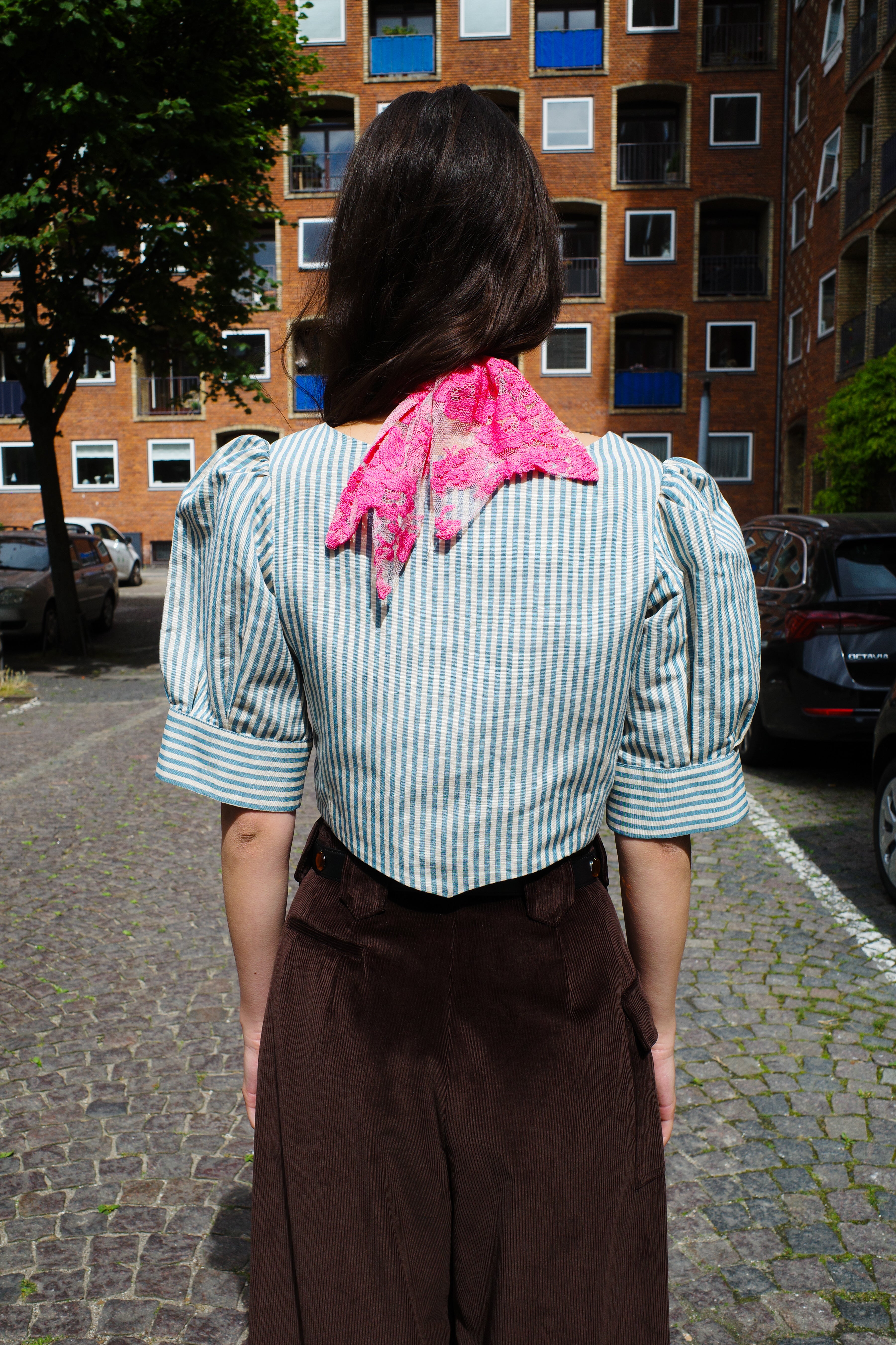 Laura Blouse Tapet Cafe Blue/White Stripe