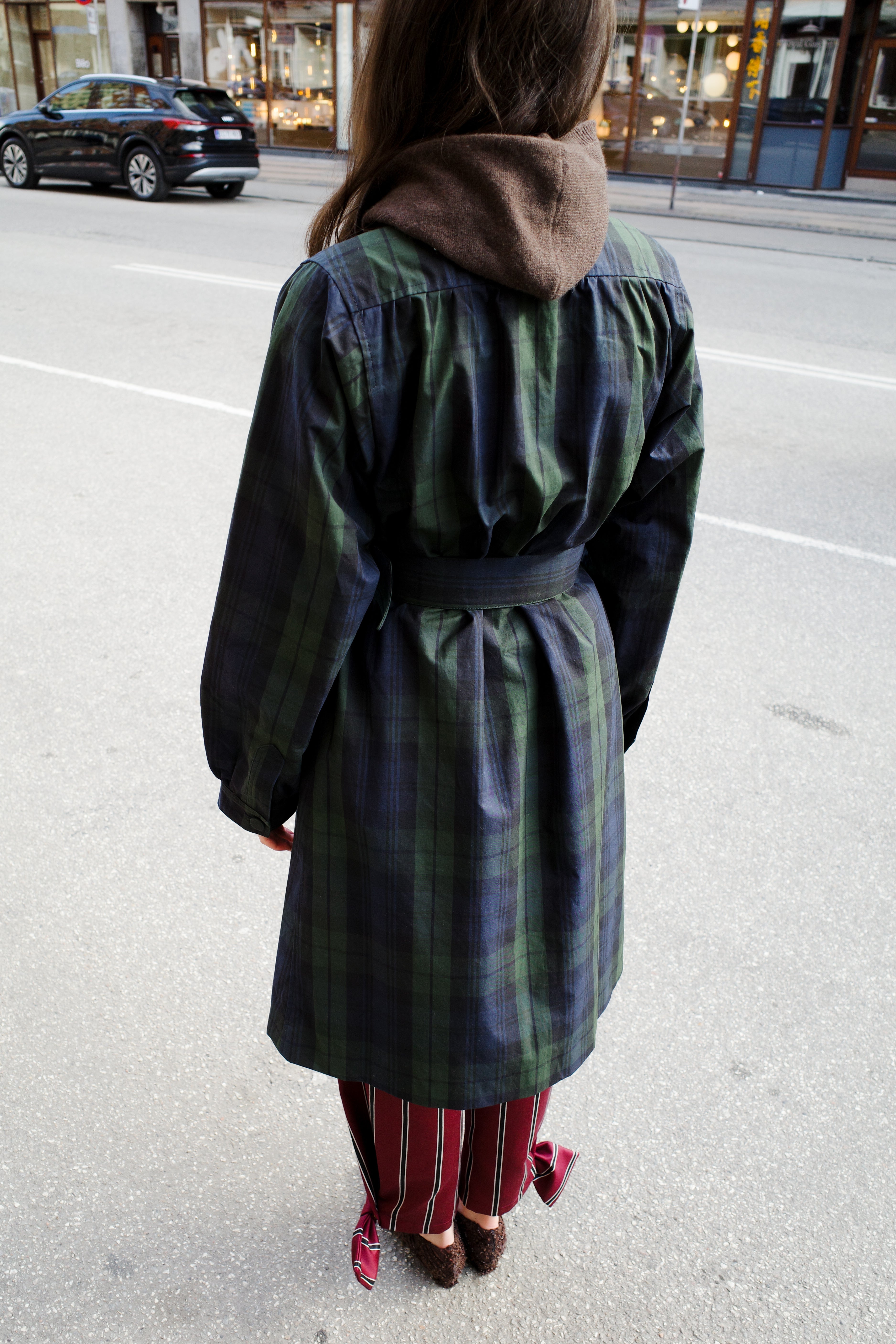 Vivian Coat - Hybrid Aero Waxed Cotton - Green and black check