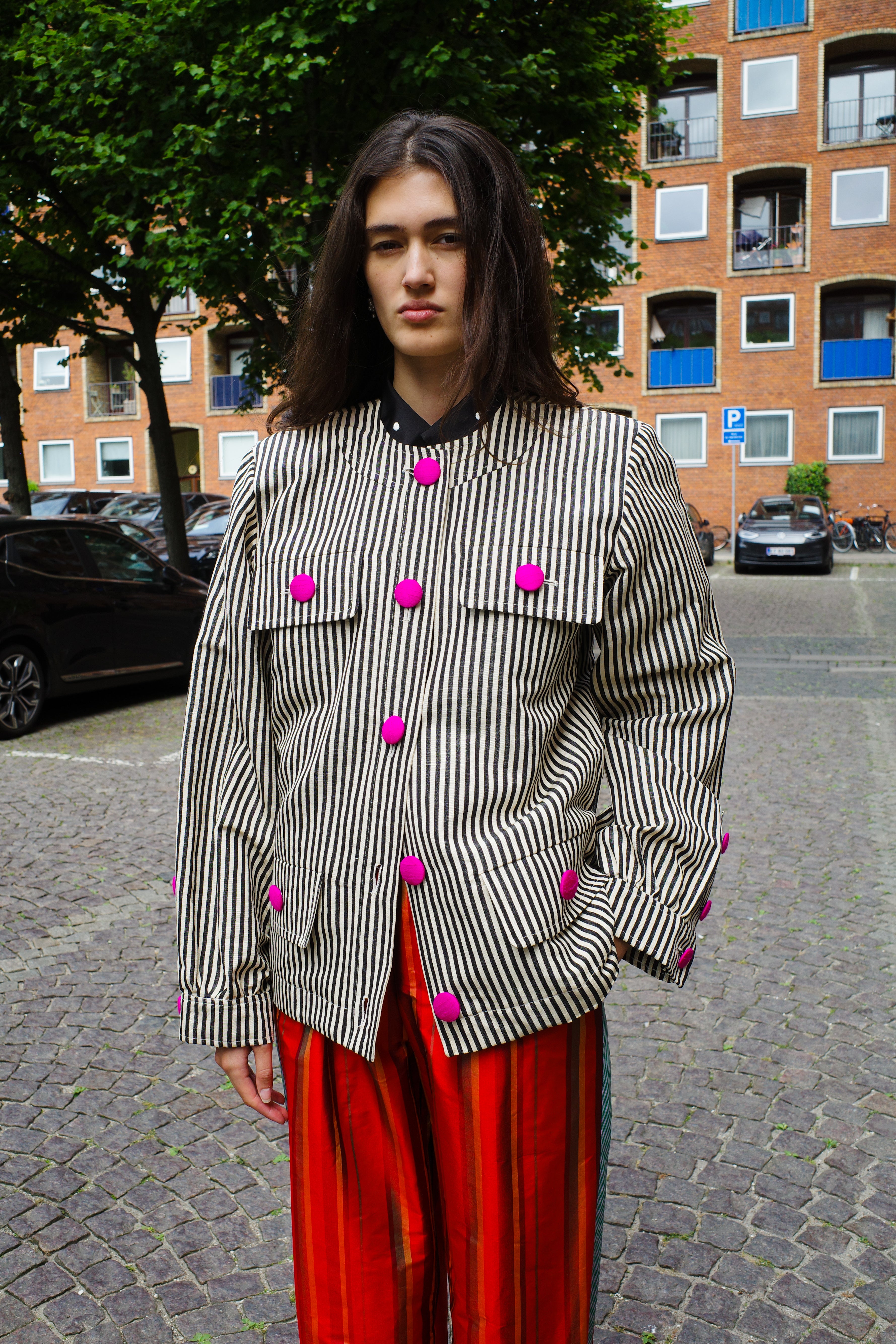 Iggy Jacket AW25 Linen/Cotton MIX Black/White Stripe