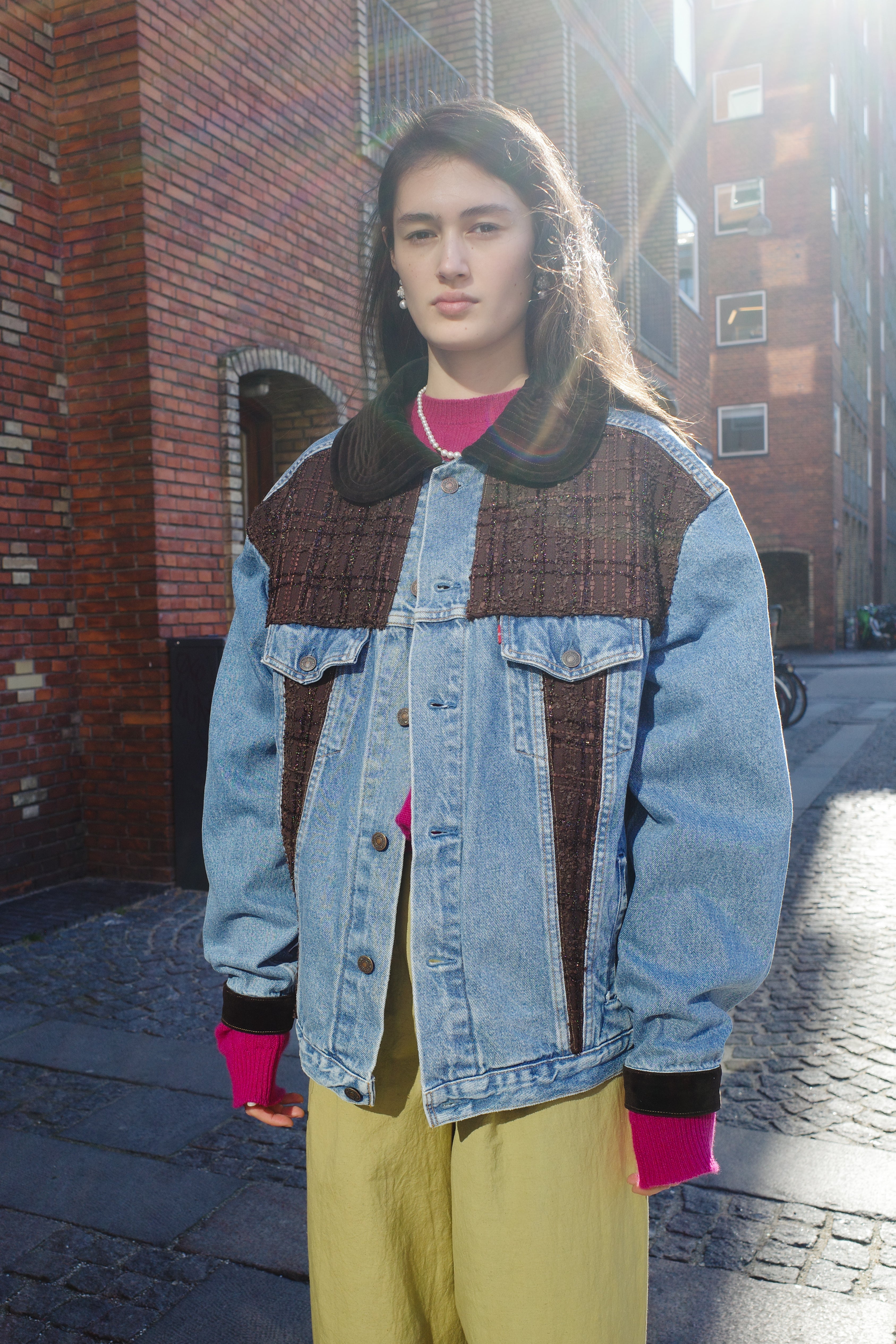 Upcycled Denim Jacket with deadstock Chanel fabric