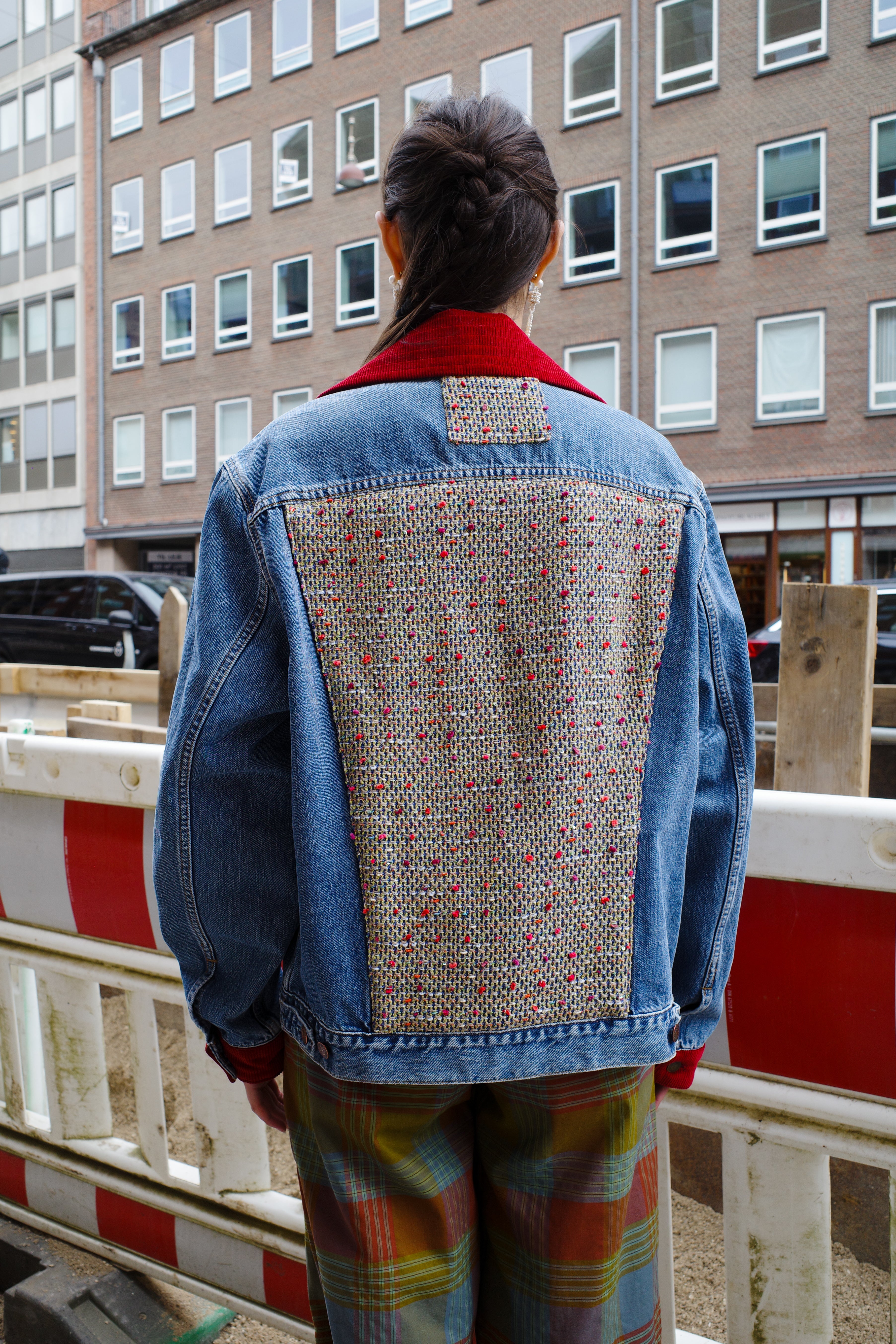 Upcycled Denim Jacket with deadstock Chanel fabric