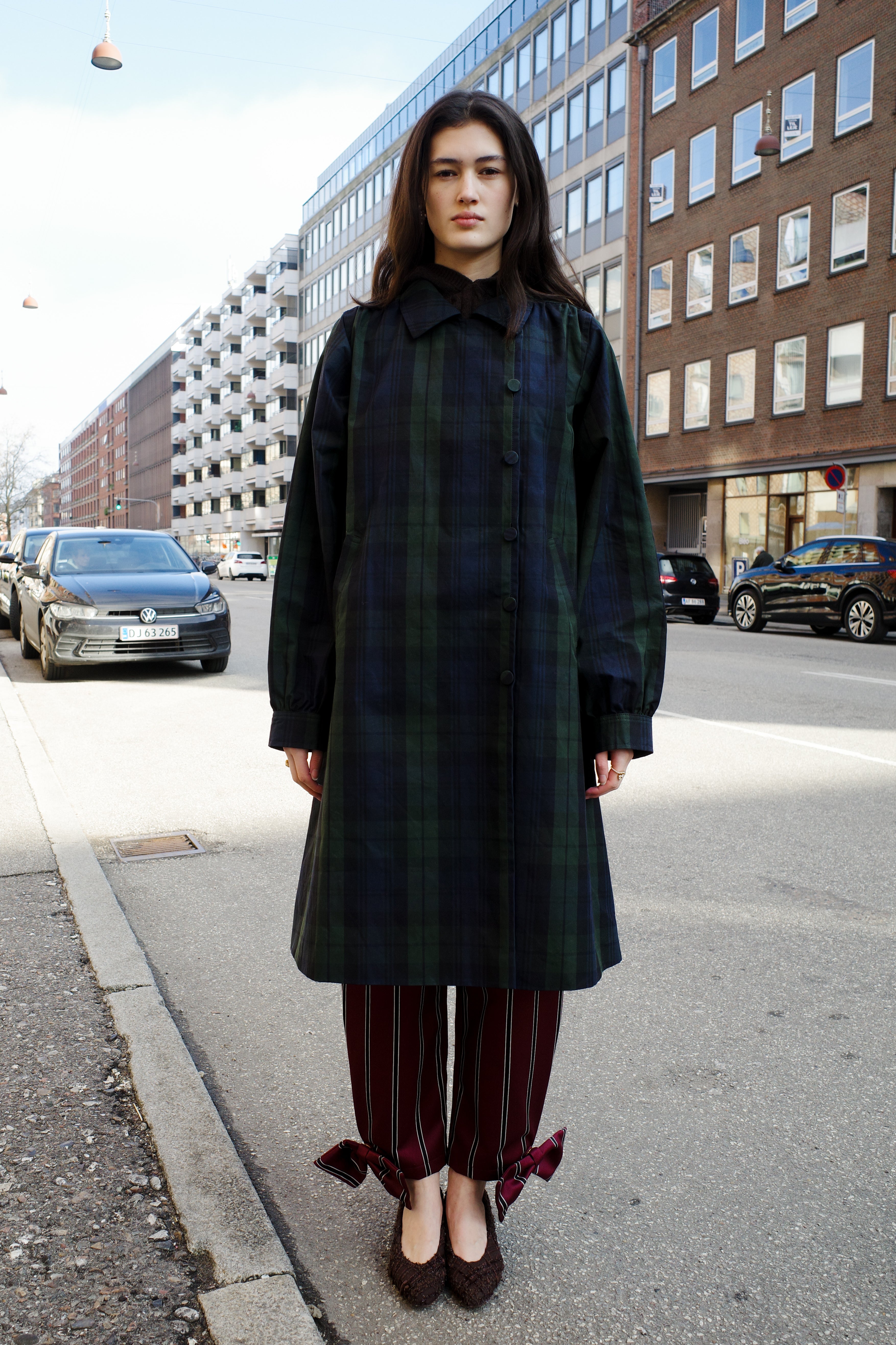 Vivian Coat - Hybrid Aero Waxed Cotton - Green and black check