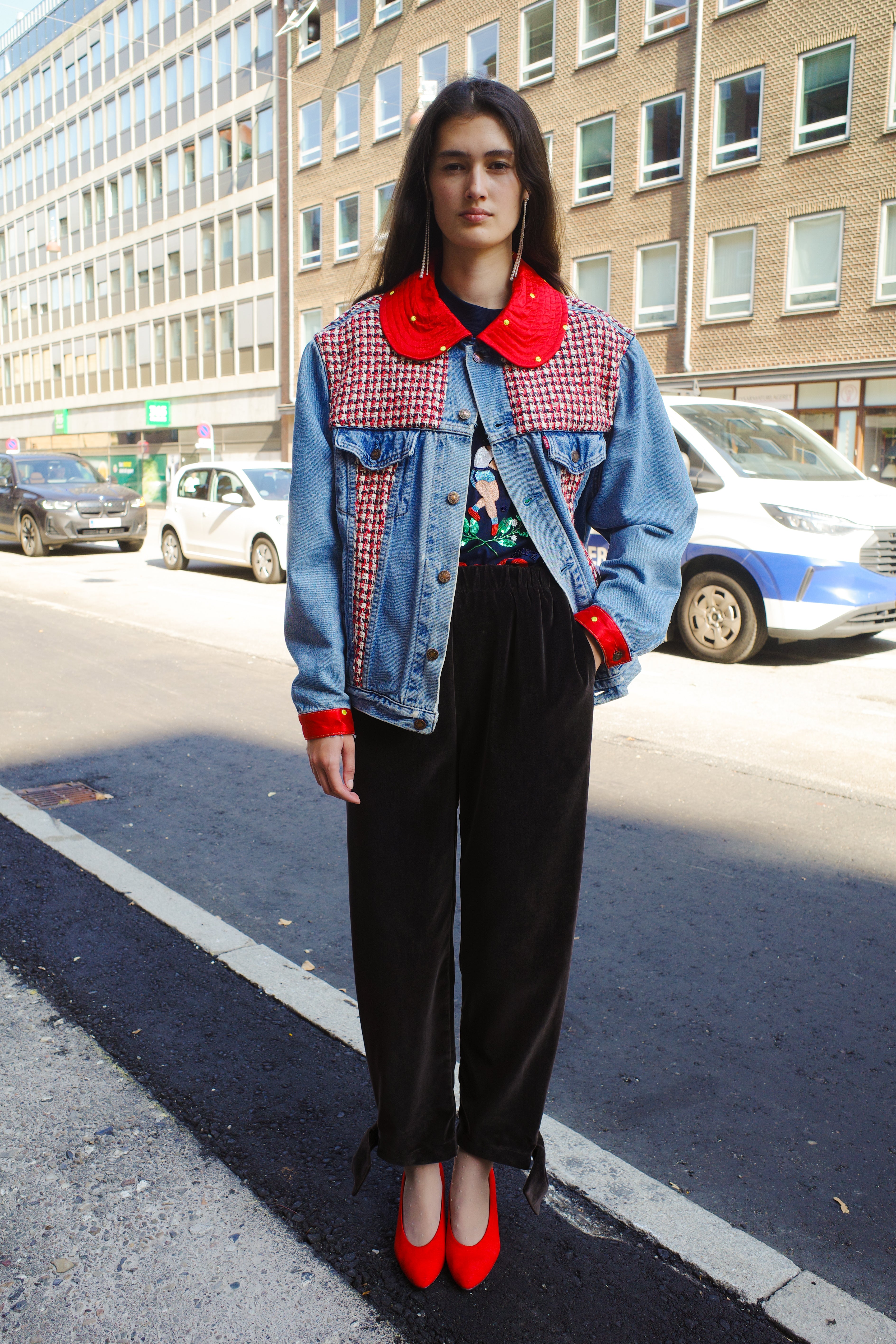Upcycled Denim Jacket with deadstock Chanel fabric