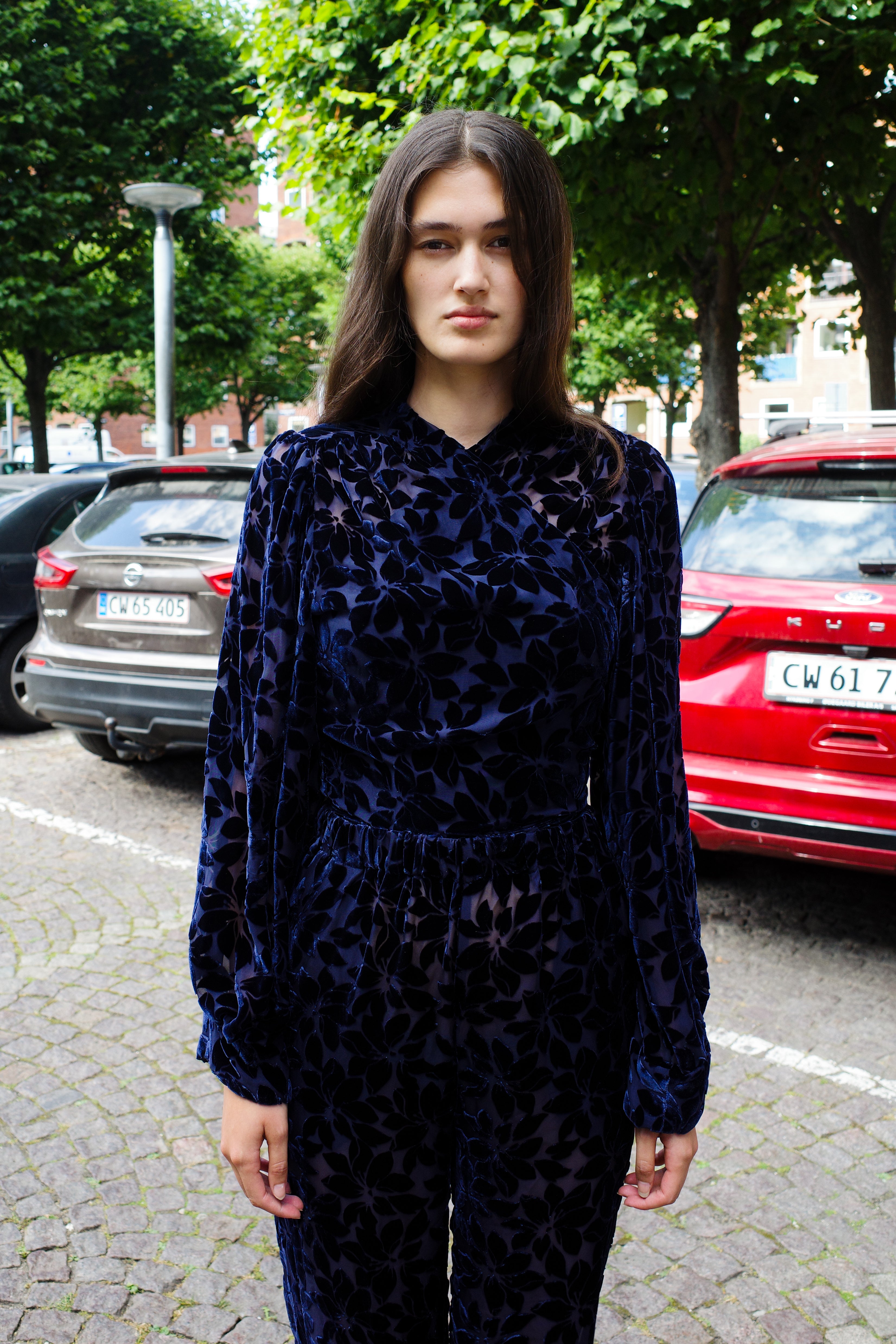 Wrap blouse in silk velvet