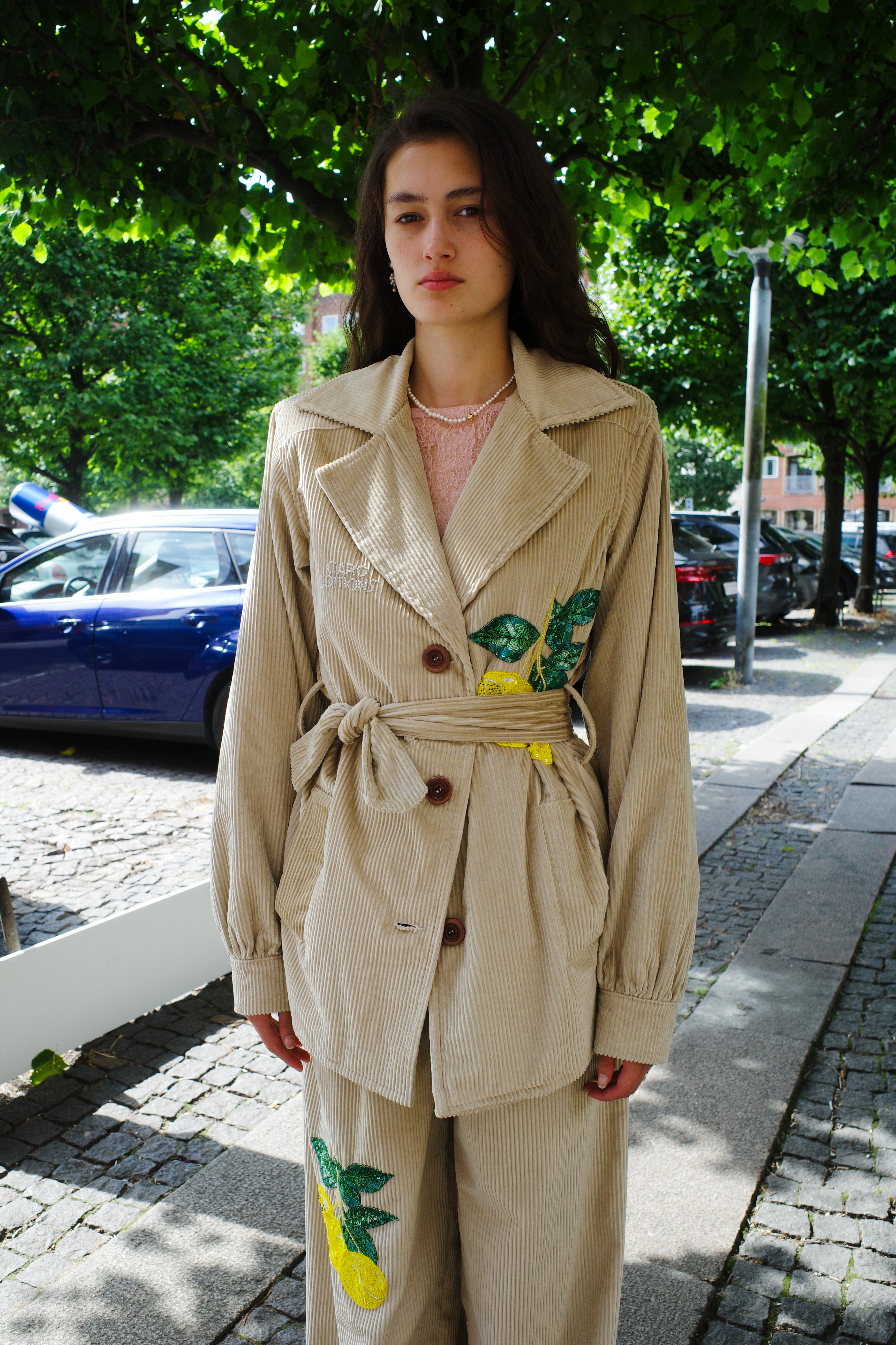 Corduroy Coco Jacket lemon embroidery
