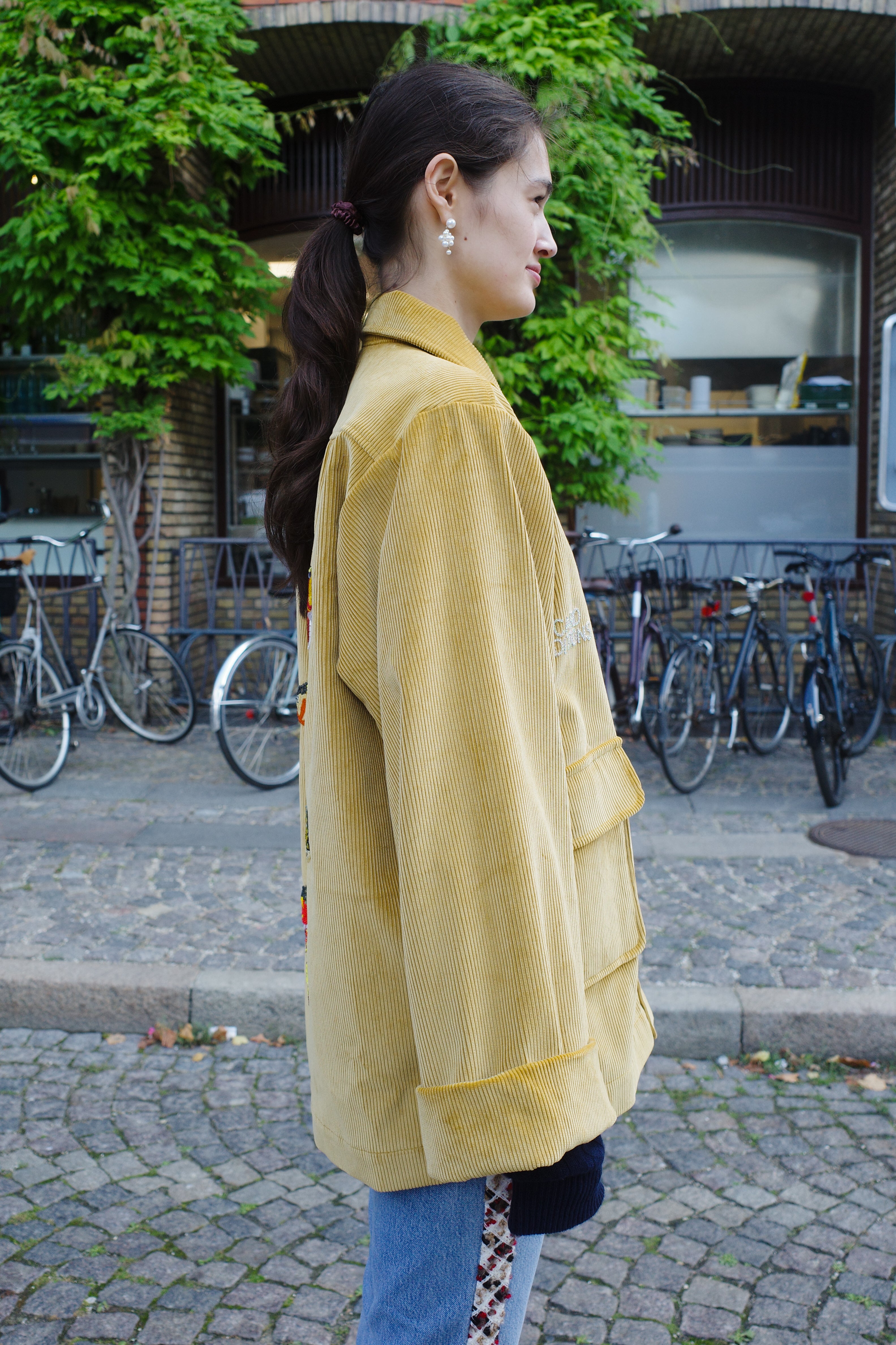Ana Coat – corduroy fish embroidery