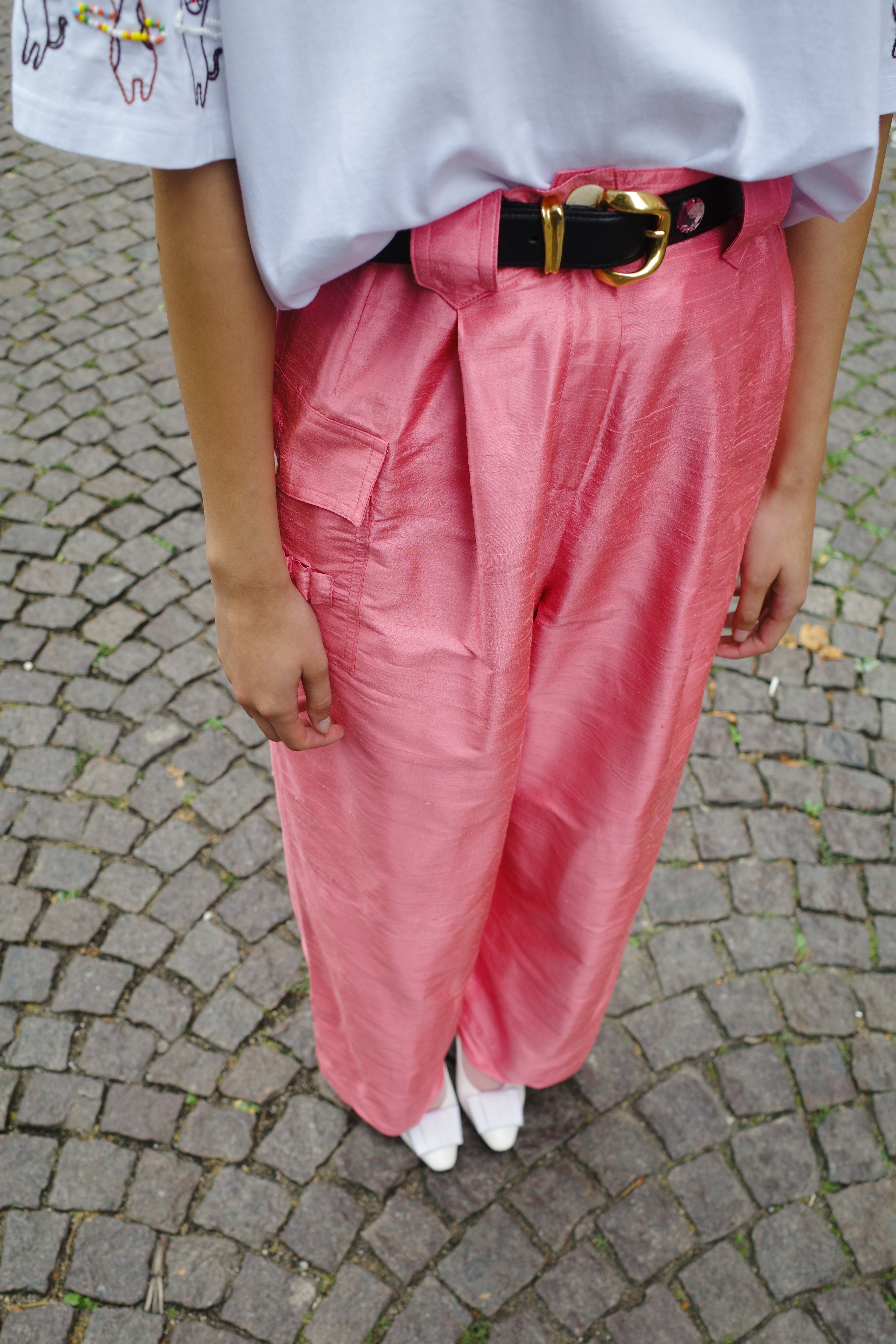 Beatrice Pants pink silk