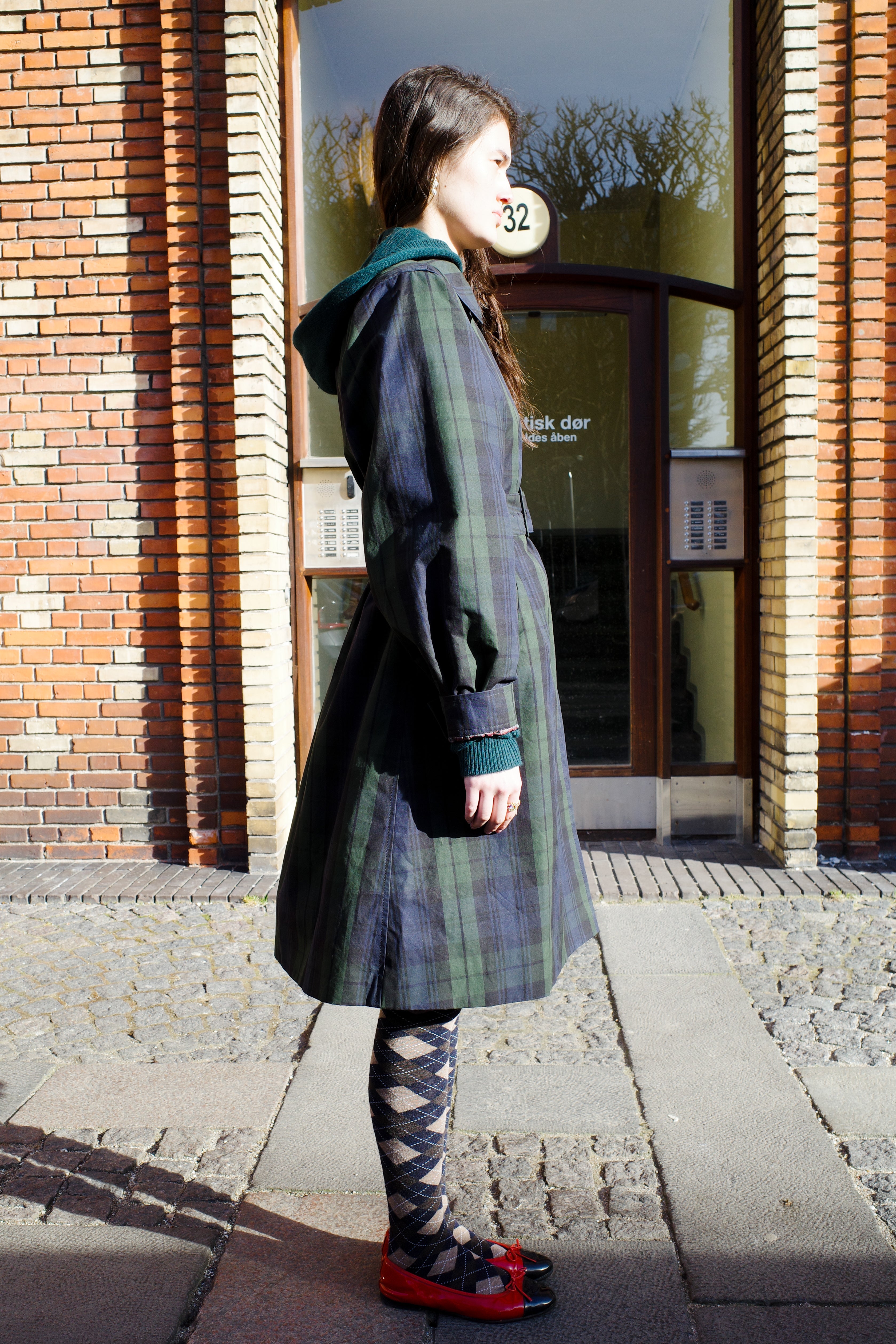 Vivian Coat - Hybrid Aero Waxed Cotton - Green and black check