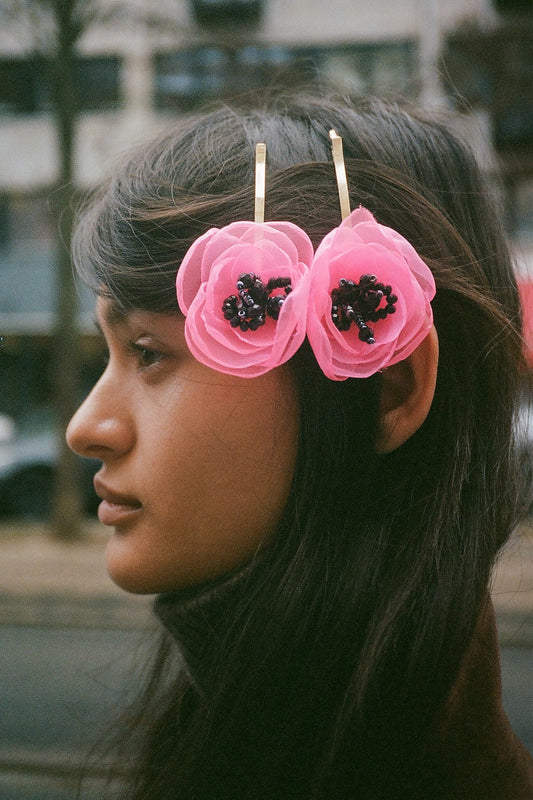 Hair Flower Pins, Peach Rose Hair Accessories